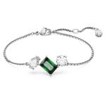 Mesmera bracelet Mixed cuts, Green, Rhodium plated 5668360, Holiday Gifts