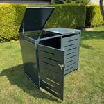 Garden Dustbin Metal Wheelie Bin Store Storage Cover Screen Tidy Hide (Double)
