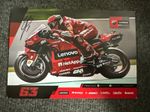 FRANCESCO BAGNAIA HAND SIGNED A4 DUCATI PROMO CARD MOTOGP WORLD CHAMPION 2023