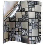 48 Bathroom Black Silver Chrome Tile 6" - Pack of 48, Glass