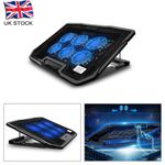 Quiet Laptop Cooler 6 Powerful Fans Gaming Cooling Mat Pad Stand Tilt for 12-17"