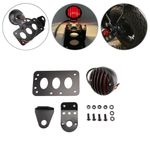 Motorcycle Motorbike Tail Lights Side Mount License Number Plate Bracket  Black
