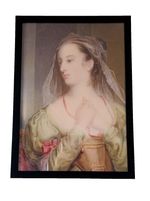 Vintage Style Portrait Print of Woman – Romantic Wall Art – Framed A4 Decor