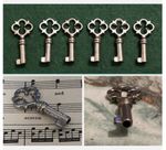 6x Small Fancy Bow Keys Blank Antique Vintage Jewellery Music Box Cabinet Lock