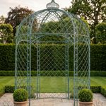Aged Blue Wrought Iron Garden Gazebo - Wedding Event Outdoor Structure