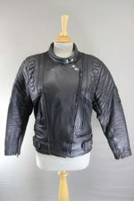 APACHE LEATHERS APOLLO CLASSIC COTTON LINED BLACK BIKER JACKET: SIZE 12