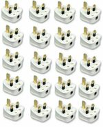 BULK 13 AMP UK 3 PIN FUSED WHITE  MAINS PLASTIC PLUG 13A PACK SOCKET BULK BS1363