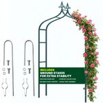 Garden Arch 2.7M Metal Tubular Frame Climbing Plant Archway With Ground Stakes
