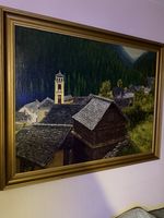 Large Original Oil Painting Known Artist D.Parkman Titled Mountain Haven Signed