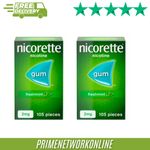 2x Nicorette 2mg Nicotine Gum – Freshmint, Sugar-Free 2 x 105 (210 Gums) ⭐⭐⭐⭐⭐