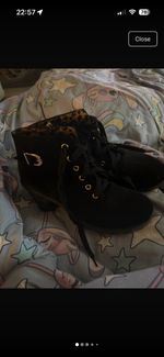 womens heeled ankle boots , primark , leopard print detailing