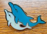 1995 Chuck Ltd Dolphin Pair Enamel Pin Badge Blue White Whale Ocean Collectable