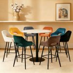 2X Bar Stools Velvet Bar Chairs Metal Legs Breakfast Pub Chair Kitchen Home