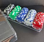 Box Of 100 Poker Chips (5 x Colours In Hard Plastic Case)