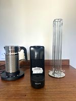 Krups Mini Nespresso Original Capsule Coffee Machine, milk frother, pod stand