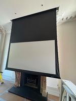 Stewart Motorised Projector Screen Wall Mountable White with Black Border