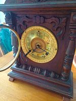Ansonia Clock Co. Seneca 8-Day Strike Mechanical Wood Mantel Clock w Key Working