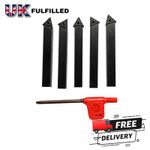 5Pc Indexable Lathe Turning Tool Set 6mm 8mm 12mm 16mm TCMT Carbide Inserts