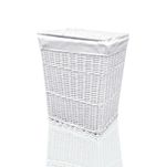 Arpan Laundry Basket Wicker Rattan Hand Woven White Cloth Basket Lining