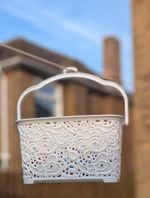 Hanging Peg Basket with Hanger White Plastic Peg Organiser Laundry Washing Line