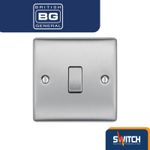 BG Nexus Metal Brushed Chrome 1 Gang 2 Way Light Switch – 20A 16AX (NBS12-01)