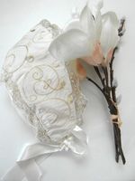 silk Christening bonnet 3 months, ex designer, beautiful ivory/emb silk/lined