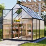 6X8FT Walk-In Greenhouse with Drainage Garden Outdoor Polycarbonate Green House