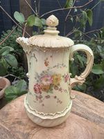 Antique Hand Painted Royal Worcester Blush Ivory Coffee Tea Pot Water Pitcher