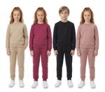 Kids Tracksuit Set Plain Pullover Round Neck Joggers Unisex Girls Boys Age 5-13