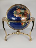 Large World Globe Semi Precious Gemstone Stand Rotating Blue Lapis 46 Cm Tall