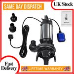 HEAVY DUTY SUBMERSIBLE FLOOD POND WASTE CESSPIT SUMP SEWAGE DIRTY WATER PUMP 20M