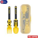 Toddler Fork And Spoons-Construction Themed, Portable Utensils Set Baby Utensils