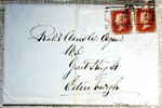 1848 2d Rate 2x Penny Red Plate 72 Glasgow Queen Street to Edinburgh