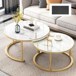 Nesting Coffee Tables Set of 2 Round Stacking Sofa Side Tables for Living Room