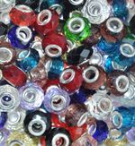 10 pcs quality European style cut glass crystal charm beads, silver plated
