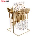 Cutlery Set with Stand for 6, 24 Pieces Flatware Set Fork Tea Spoons Butter