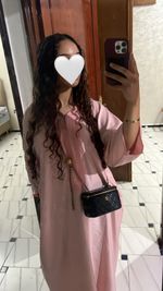 Pink moroccan thobe with an opening pocket. One size  and oversized fit