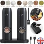 Electric Salt Pepper Mill Grinder LED Light Adjustable Kitchen Set Rechargeable