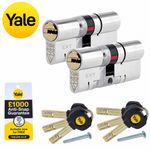 Yale Keyed Alike uPVC Door Lock TS007 3* Star Euro Cylinders 35/35 (70mm) Nickel