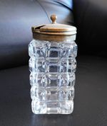 Antique Glass & Silver Plated Mustard Condiment Pot 10cm