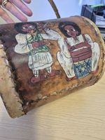 Vintage Ethiopian Leather Drum, Coptic, Hand Painted CHARITY SALE