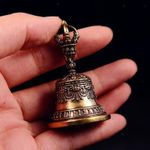 Loud Tibetan Hand Bell, Bronze Brass Bell for Meditation & Sound