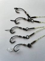 5 X RONNIE RIGS WITH CHOICE BAIT COMPONENTS 15LB CAMO FLUROCARBON CARP HAIR
