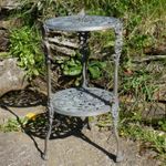 Vintage Brass Two Tier Plant Stand Side Table Cherub Vines