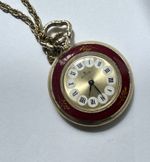 Antique Edox Swiss Made Ladies Necklace Watch With Decorative Enamel Case 