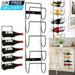 5 Bottle Wine Rack Black Metal Wall Mounted Storage Holder Shelf Kitchen Vine UK