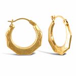 9ct Yellow Gold Diamond Pattern Creole Hoop Earrings 17mm