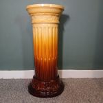 Antique Rare Leeds Art Pottery Ombre Effect Column Design Jardiniere Stand 66cm