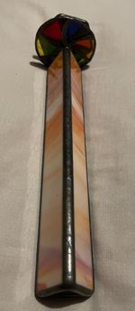 Handmade Stained Glass Kaleidoscope Orange Art Glass Double Wheel Vintage Style
