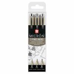 Sakura Pigma Micron Fineliner Archival Drawing Pens 02/04/08 Black Ink Set of 3